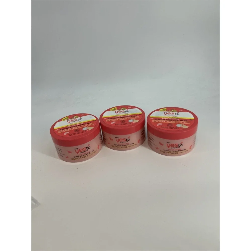 Lot Of 3 Yes To Grapefruit Glow-Boosting Exfoliating Acid Pads - 12 Ct In Each